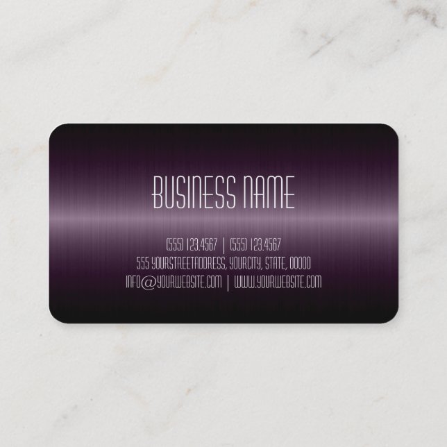 Dark Purple Stainless Steel Metal Look Business Card (Back)