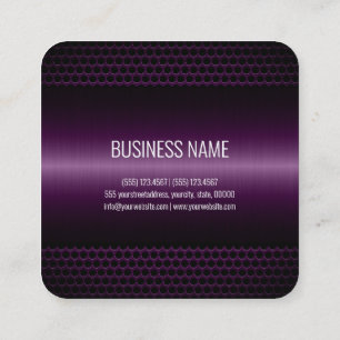 Dark Purple Stainless Steel Metal Look Square Business Card
