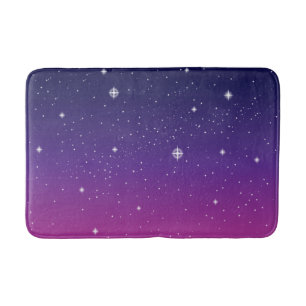 Dark Purple Starry Night Sky Bath Mat