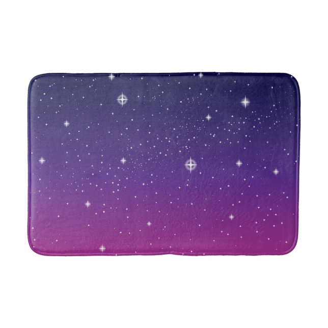 Dark Purple Starry Night Sky Bath Mat (Front)