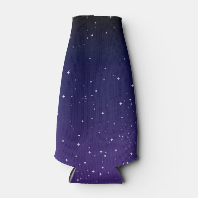 Dark Purple Starry Night Sky Bottle Cooler (Front)