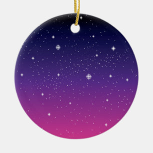 Dark Purple Starry Night Sky Ceramic Tree Decoration