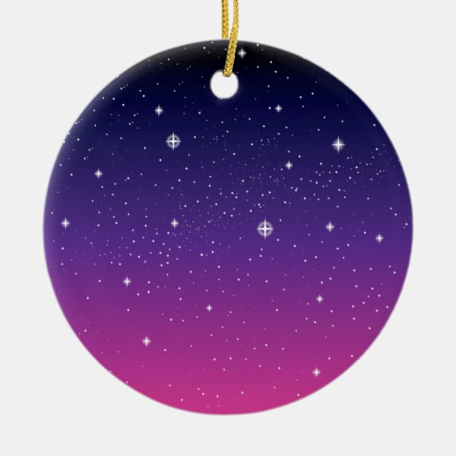 Dark Purple Starry Night Sky Ceramic Tree Decoration (Front)