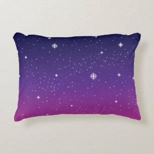Dark Purple Starry Night Sky Decorative Cushion