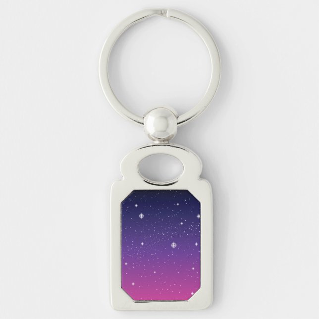 Dark Purple Starry Night Sky Key Ring (Front)