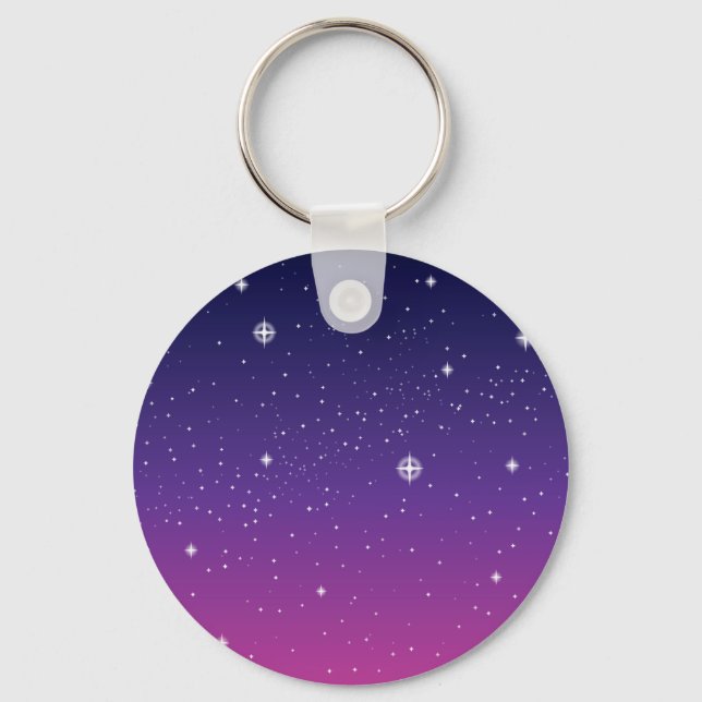 Dark Purple Starry Night Sky Key Ring (Front)
