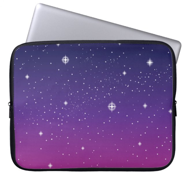 Dark Purple Starry Night Sky Laptop Sleeve (Front)