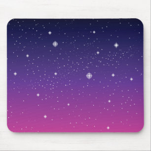 Dark Purple Starry Night Sky Mouse Mat