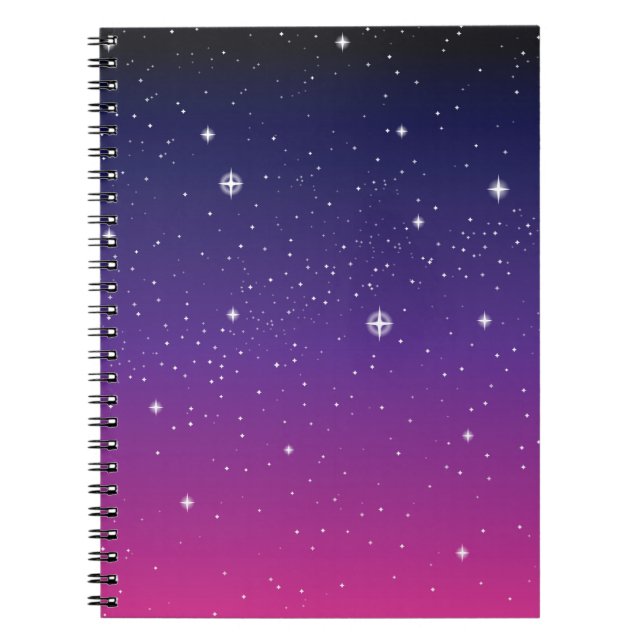 Dark Purple Starry Night Sky Notebook (Front)
