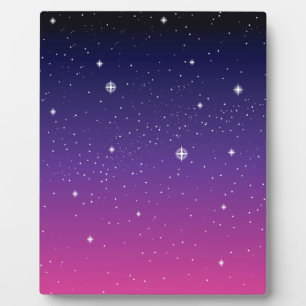 Dark Purple Starry Night Sky Plaque
