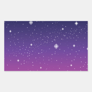 Dark Purple Starry Night Sky Rectangular Sticker