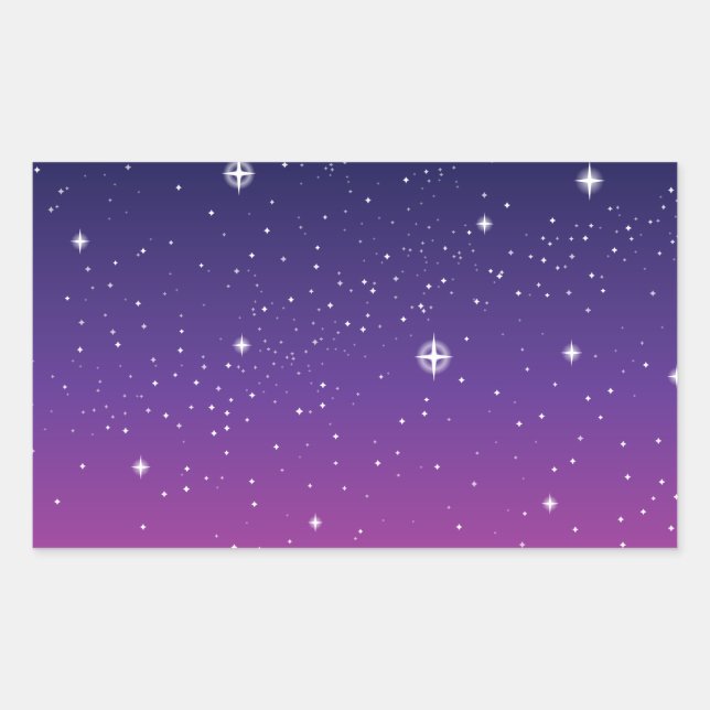 Dark Purple Starry Night Sky Rectangular Sticker (Front)