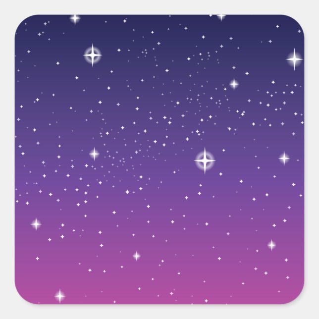 Dark Purple Starry Night Sky Square Sticker (Front)