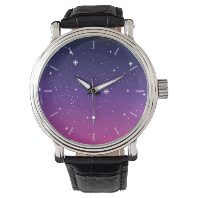 Dark Purple Starry Night Sky Watch (Front)