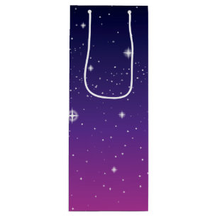 Dark Purple Starry Night Sky Wine Gift Bag
