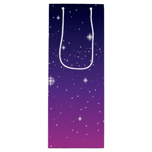 Dark Purple Starry Night Sky Wine Gift Bag (Front)