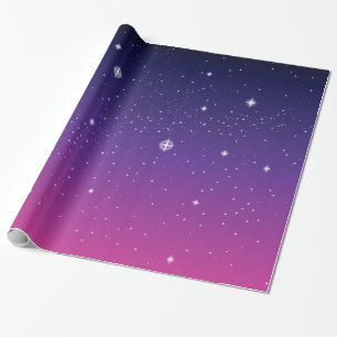 Dark Purple Starry Night Sky Wrapping Paper