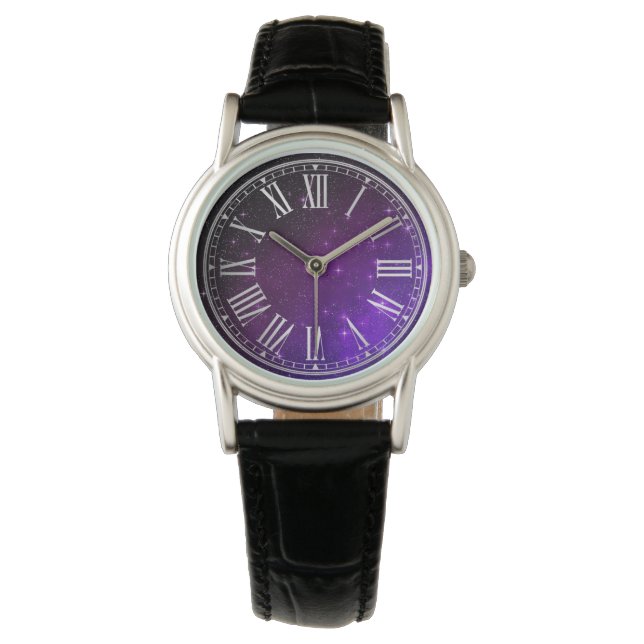 Dark Purple Stars Galaxy Gradient Twilight Watch (Front)