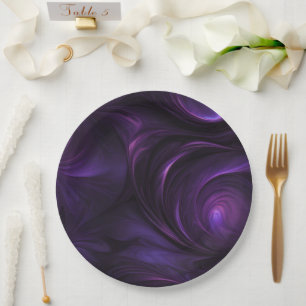 Dark Purple Swirl Design Paper Plate