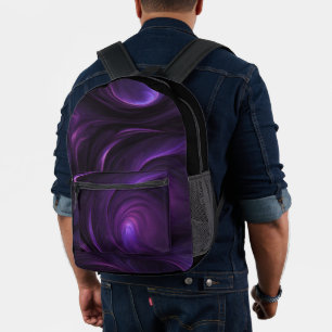 Dark Purple Swirl Design Printed Backpack