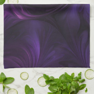 Dark Purple Swirl Design Tea Towel