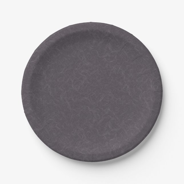 Dark purple textured surface swirling pattern paper plate (Front)