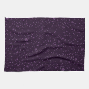 Dark Purple Tone on Tone Floral Botanical Vine Pat Tea Towel