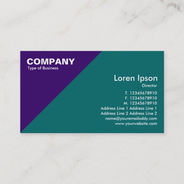 Dark Purple Triangular Corner - Green (006666) Business Card (Front)