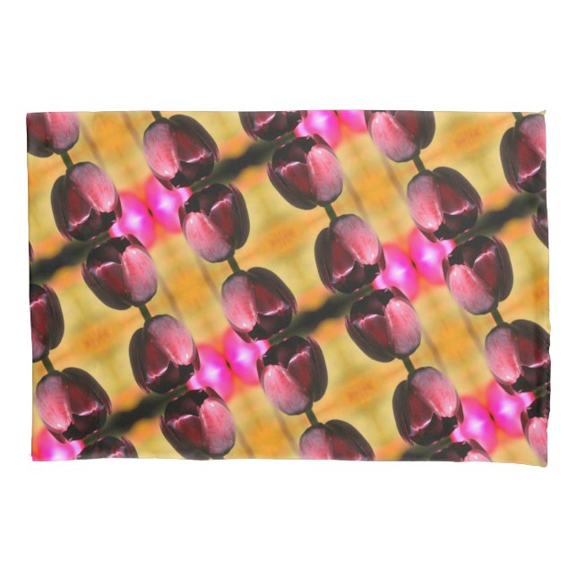 Dark Purple Tulip Flower Abstract Pattern Pillowcase (Front)