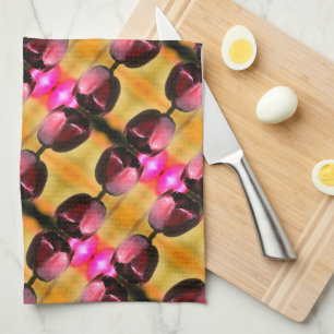 Dark Purple Tulip Flower Abstract Pattern      Tea Towel