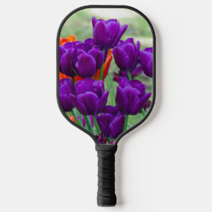 Dark purple tulips jigsaw pickleball paddle