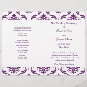 Dark Purple Vintage Damask Wedding Program