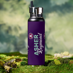 Dark Purple Water Bottle with Name