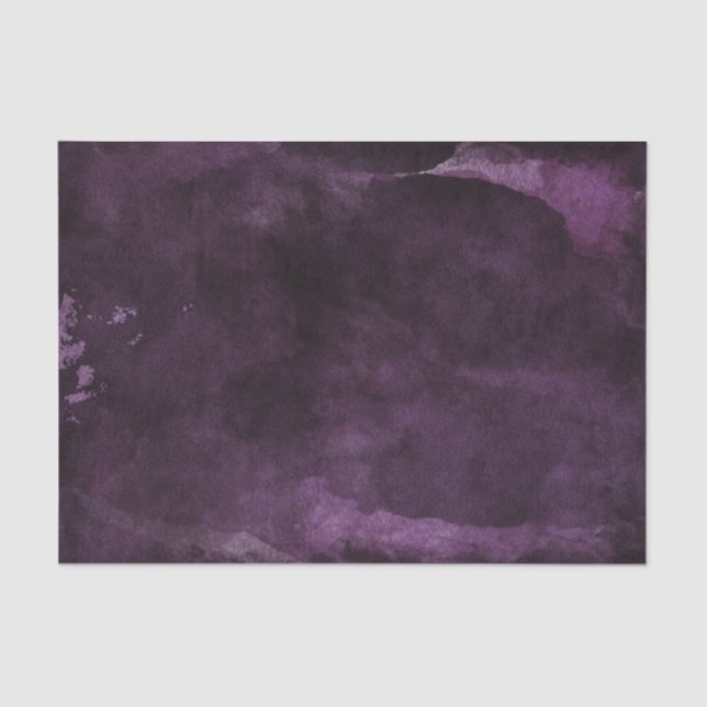 Dark Purple Watercolor Modern Wedding Tissue Paper (Front)