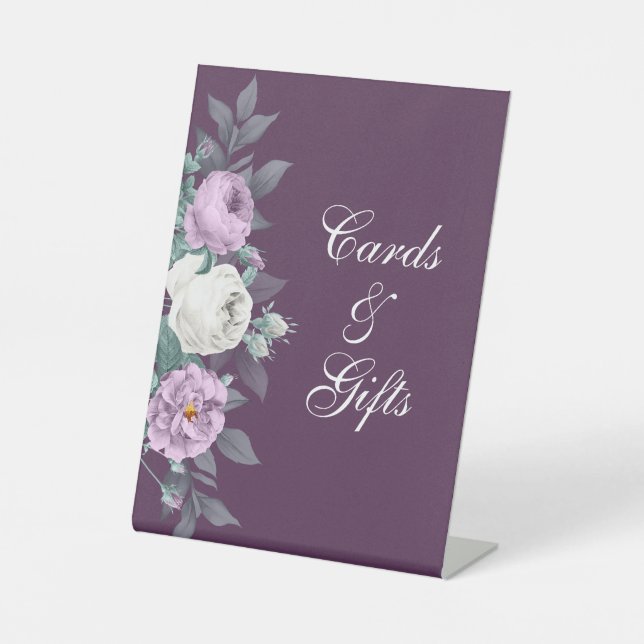 Dark Purple Wedding Pedestal Sign (Front)