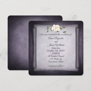 Dark Purple Wedding Scroll Invitation