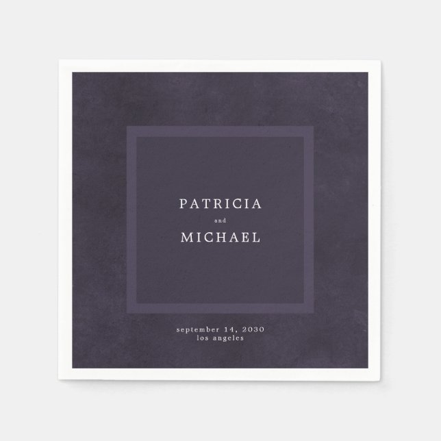 Dark purple wedding simple modern elegant  napkin (Front)
