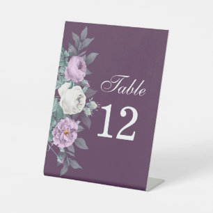Dark Purple Wedding Table Number Sign