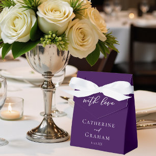 Dark Purple White Minimalist Evening Wedding Favour Box