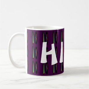 Dark purple with deep colours stripes coffee mug