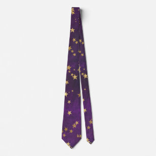 Dark Purple With Gold Stars Tie