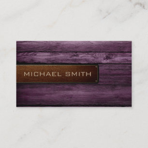 Dark Purple Wooden Elegant Leather Look Business Card