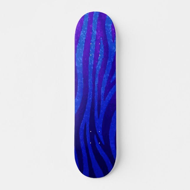 Dark Purple Zebra Pattern on Neon Blue Design Skateboard (Front)