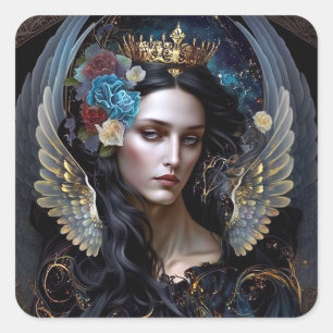 Dark Queen Angel Fantasy Art Square Sticker
