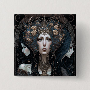 Dark Queen Fantasy Art 15 Cm Square Badge