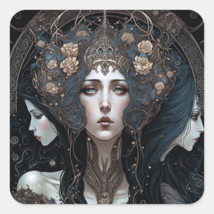 Dark Queen Fantasy Art Square Sticker