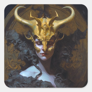 Dark Queen Fantasy Art Square Sticker