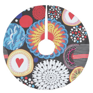 Dark Radiance: Bright Circular Pattern Brushed Polyester Tree Skirt