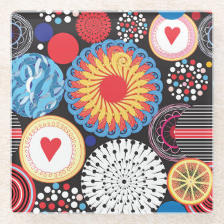 Dark Radiance: Bright Circular Pattern Glass Coaster