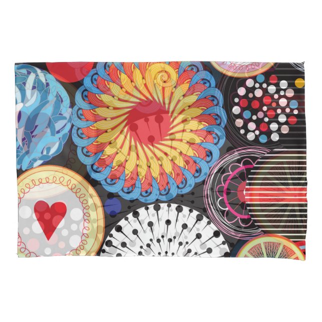 Dark Radiance: Bright Circular Pattern Pillowcase (Front)